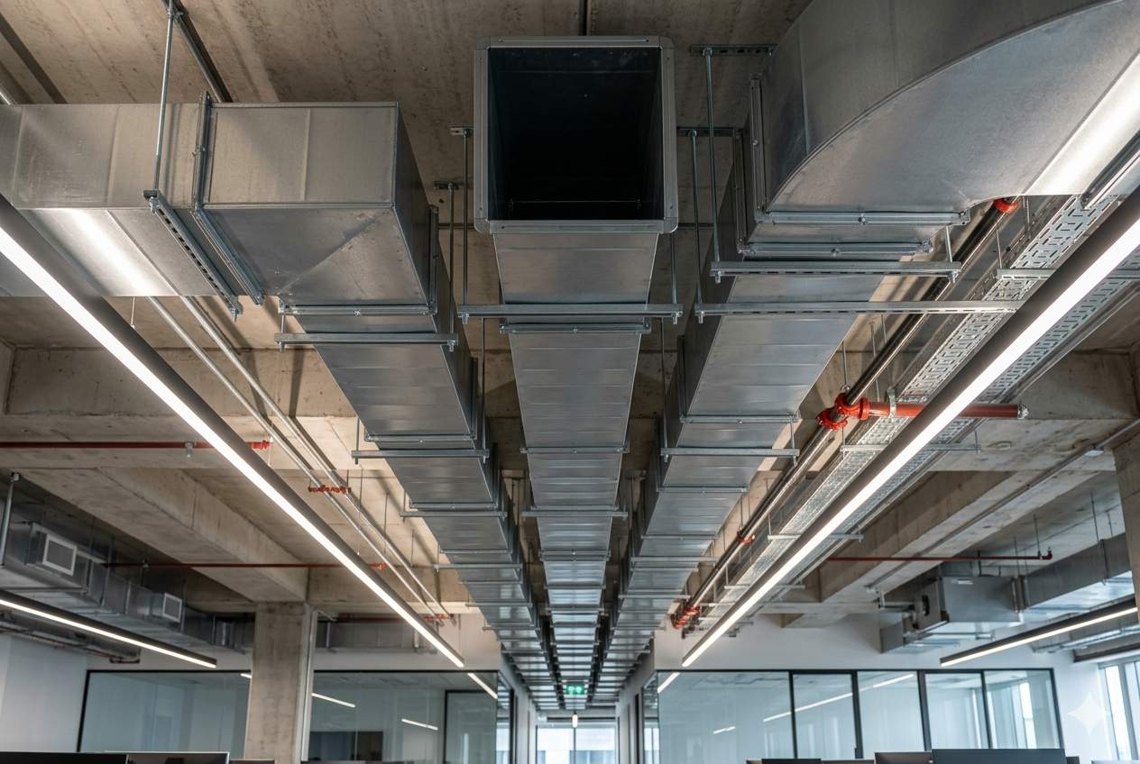 Professional indoor duct insulation and thermal wrapping for energy efficiency.